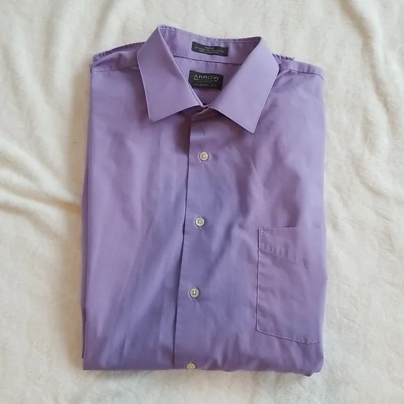 Arrow | Shirts | Arrow Mens Sz 55 Classic Fit Poplin Dress Shirt Light  Purple | Poshmark